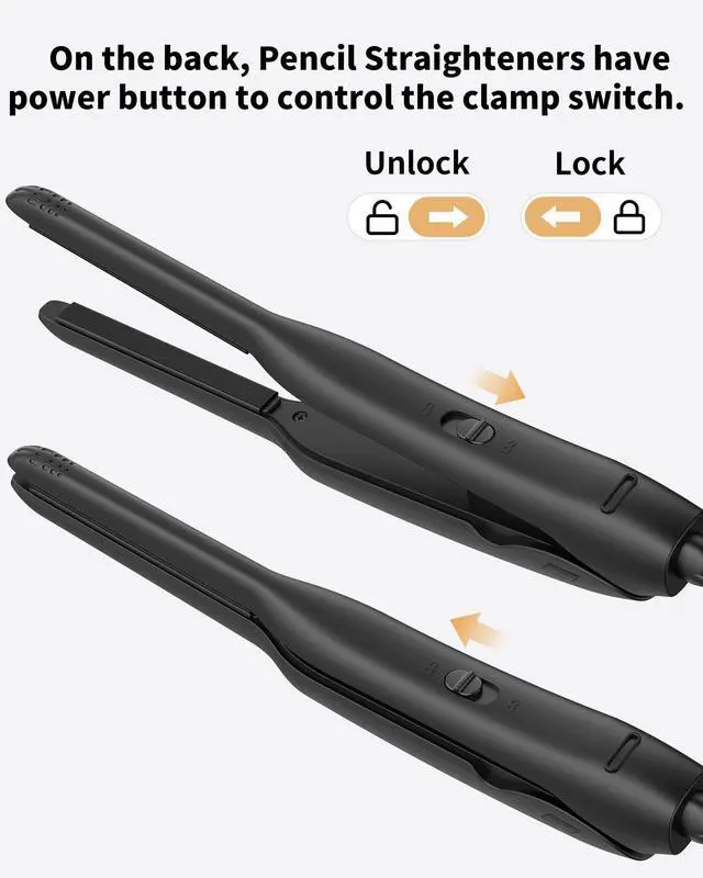 Alt view image 7 of 7 - Small Flat Irons for Short Hair, 3/10'' Pencil Flat Iron, Pixie Cut and Bangs, Mini Hair Straightener with LED Display, Tiny Hair Straightener with Temperature Adjustable, Auto Shut Off
