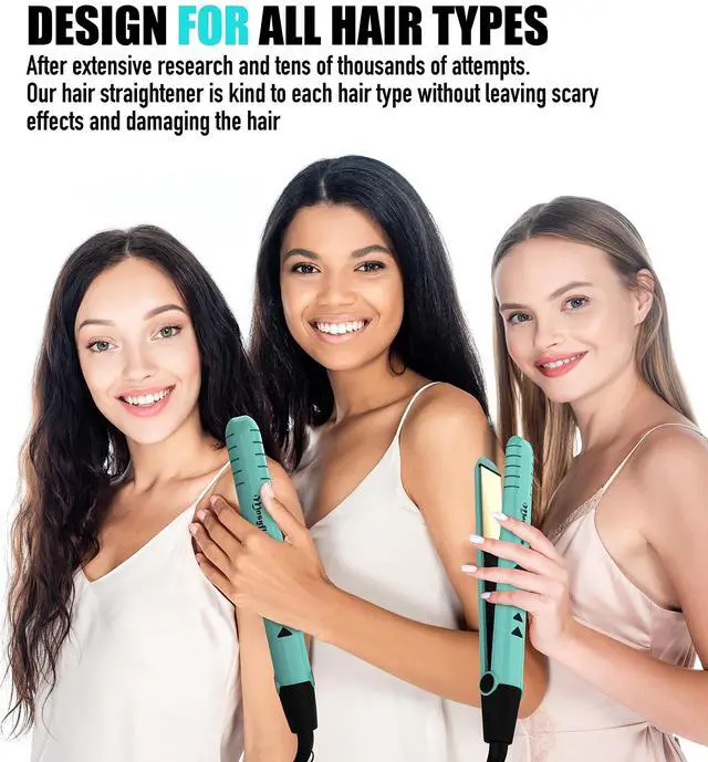 Alt view image 5 of 7 - 2 in 1 Hair Straightener and Curler-15s Fast Heating Ceramic Flat Iron, LCD Temp Display, Wide Plates for Short/Long Hair, Portable Travel Straightener with Heat-Resistant Glove & Clips,Green