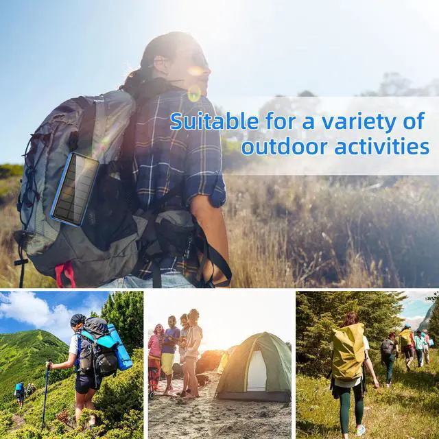 Alt view image 6 of 6 - Portable Charger with Built in Cable and Wall Plug 50000mAh PD30W Fast Charging Solar Power Bank with 5 Output & 2 Input Dual LED Flashlights Phone Holder External Battery Pack