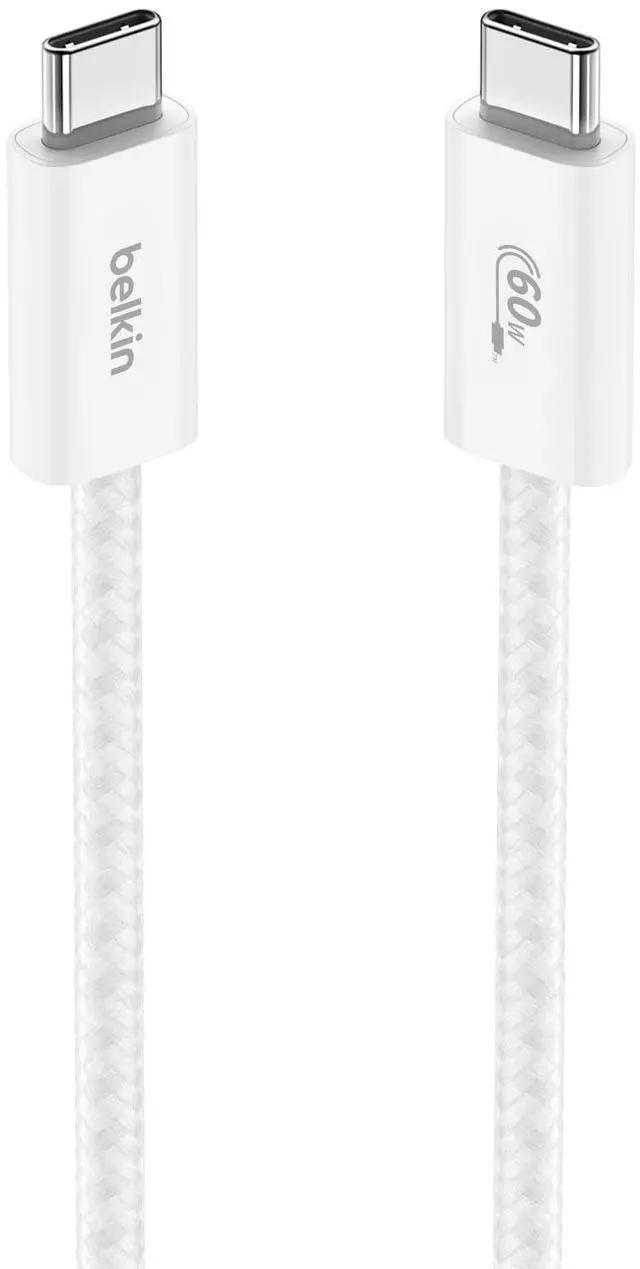 Main image of USB C to USB C Cable, 3.3ft, 60W - Type C Charger, iPhone Charger Cord, Soft, Braided, Flexible for iPhone 17, Galaxy S25, Pixel 9, Airpods, iPad Pro, Tablet & More, Travel Essentials - White