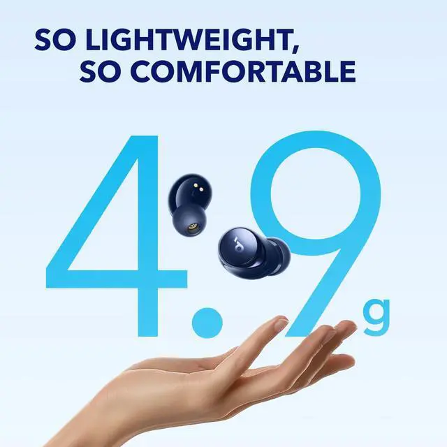 Alt view image 6 of 7 - Space A40 Auto-Adjustable Active Noise Cancelling Wireless Earbuds, Reduce Noise by Up to 98%, 50H Playtime, Hi-Res Sound, Comfortable Fit, App Customization, Wireless Charge (Blue)