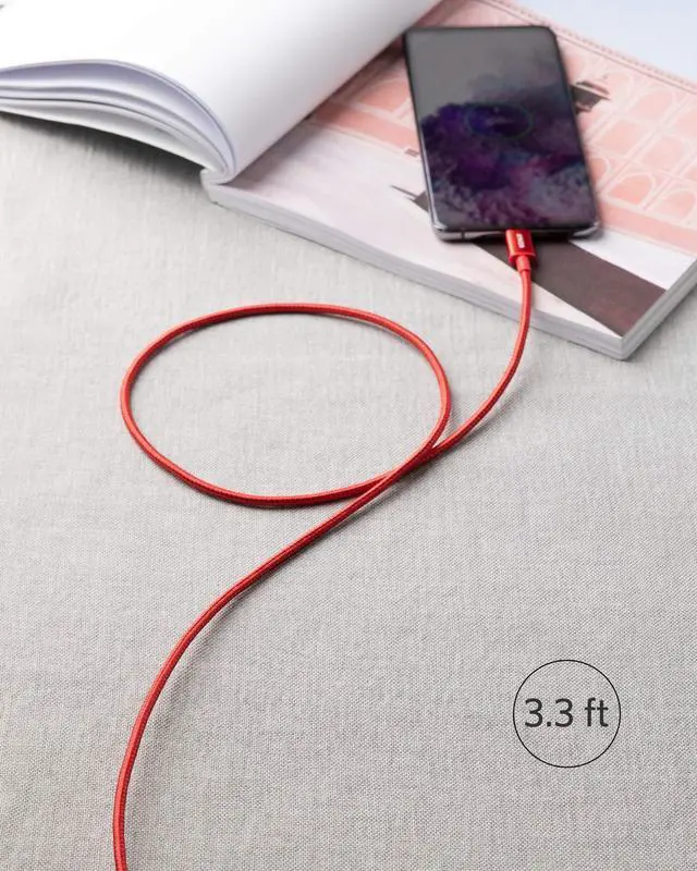 Alt view image 7 of 7 - USB C to USB C Cable, Type-C 60W Fast Charging Cable (3.3 FT, 2Pack) for iPhone 17 Series, iPad mini 6 and More (Red)