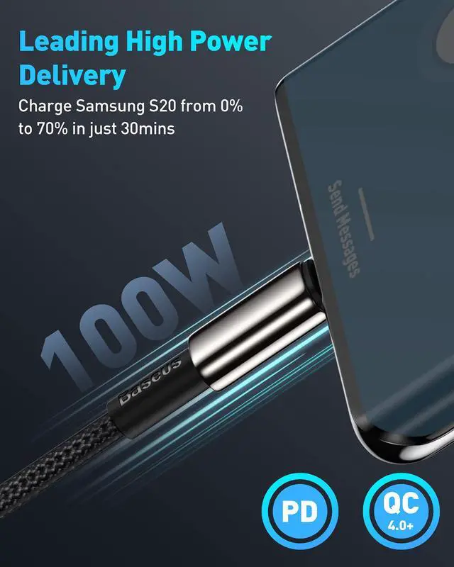 Alt view image 2 of 7 - USB C Cable, 100W PD 5A QC 4.0 Fast Charging USBC to USBC Cable, Zinc Alloy Nylon Braided Type C Charger Cord for iPhone 16 15 Pro Plus Pro Max, MacBook, iPad Pro/Mini, Samsung S23/S22+