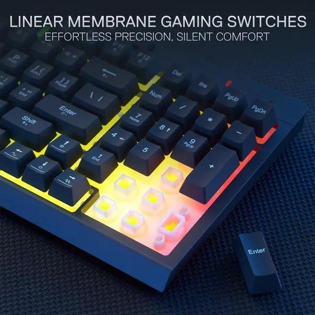 Alt view image 5 of 7 - K515 PRO Shiva RGB Wireless Membrane Gaming Keyboard, 98 Keys Mechanical-Feel Keyboard w/Smooth Linear Switch, On-Board Macro & Multimedia Keys, Detachable Wrist Rest, Software Supported
