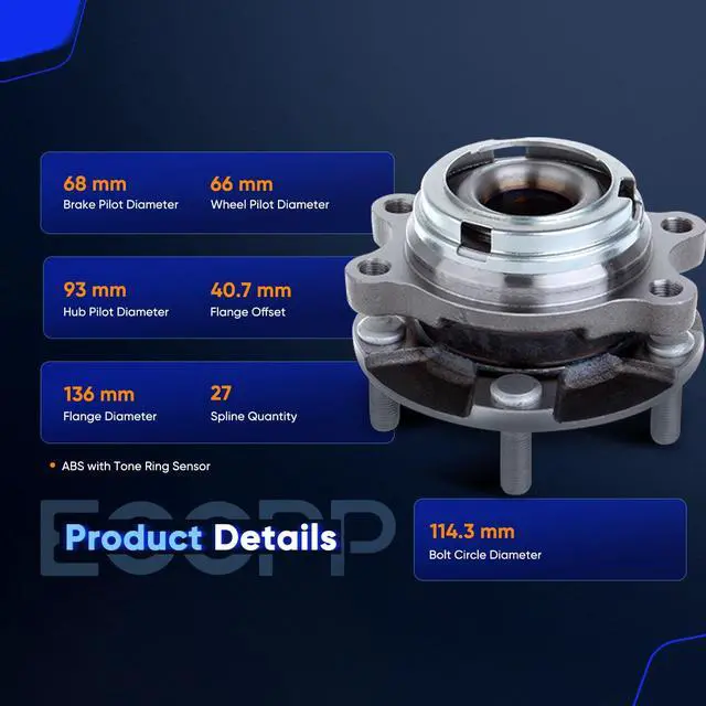 Alt view image 4 of 7 - Pair of 2 Front Wheel Hubs Bearings Assembly HA590125 fit for EX35 EX37 FX35 FX37 FX45 FX50 G25 G35 G37 M35 M37 M45 M56 (AWD Models ONLY)