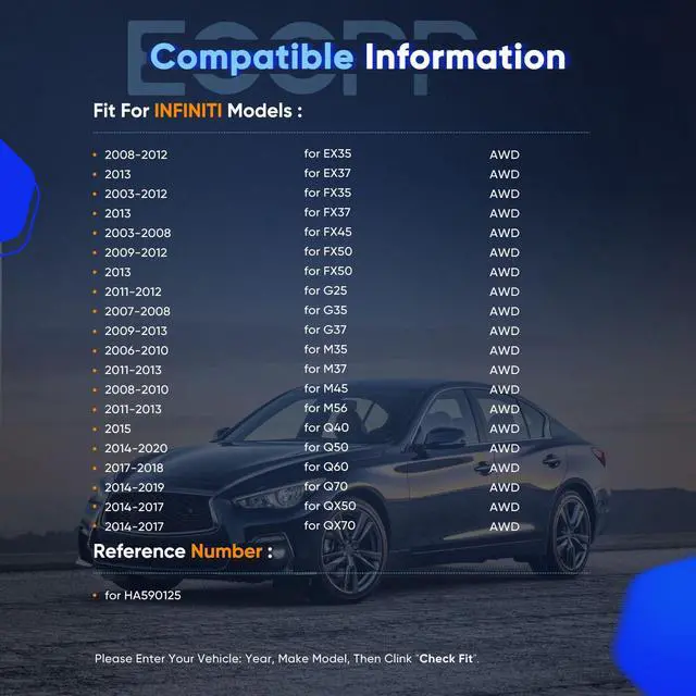 Alt view image 2 of 7 - Pair of 2 Front Wheel Hubs Bearings Assembly HA590125 fit for EX35 EX37 FX35 FX37 FX45 FX50 G25 G35 G37 M35 M37 M45 M56 (AWD Models ONLY)