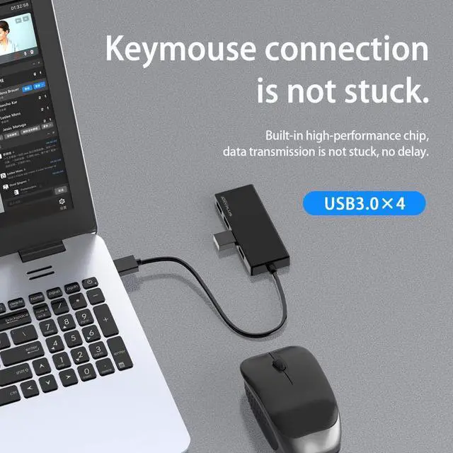 Alt view image 6 of 7 - USB 3.0 Hub, 4 Port USB Hub Splitter,Portable USB Adapter Mini Multiport Expander for Desktop, Laptop, Xbox, Flash Drive, HDD, Console, Printer, PC, Keyboards, HP, Dell