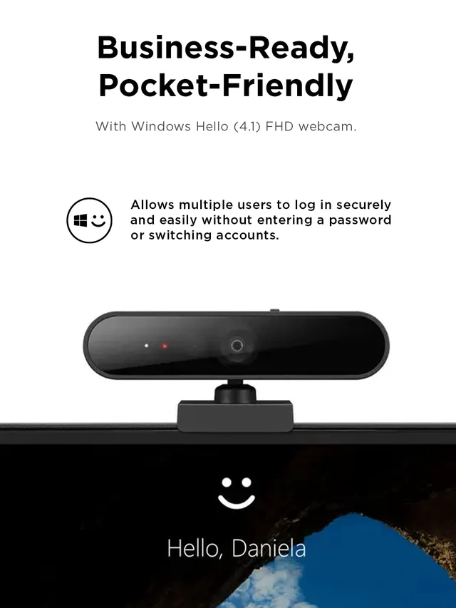 Alt view image 3 of 7 - Performance FHD 1080p Webcam USB-C,Log-on with Windows Hello, Dual Microphones, 95 Degree Lens and 4X Digital Zoom, Sliding Privacy Shutter, Black