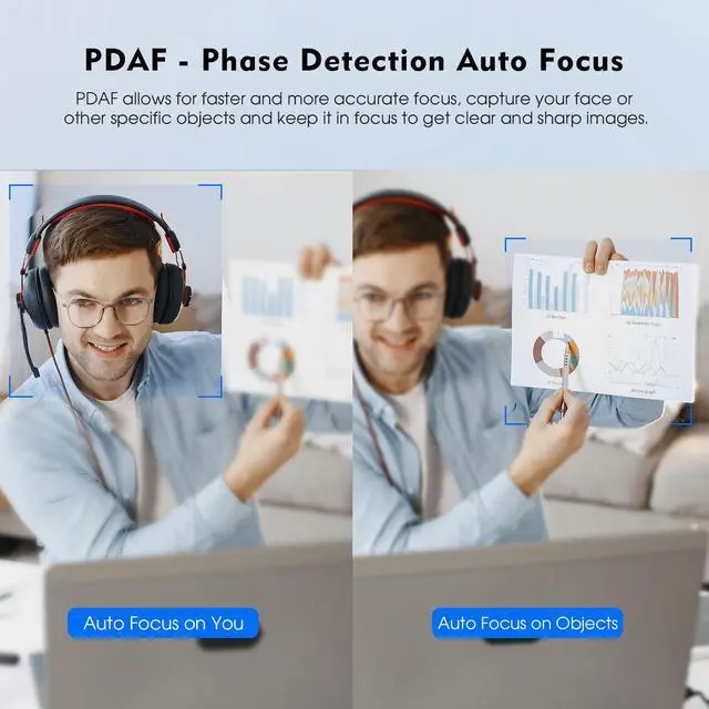 Alt view image 3 of 7 - 4K Webcam for PC, 1080P@60FPS, PDAF Autofocus, 1/2.5" Sensor & 12MP, Built-in Mic, Sliding Privacy Cover, USB Web Camera for Streaming, Gaming, Conferencing and Video Calls