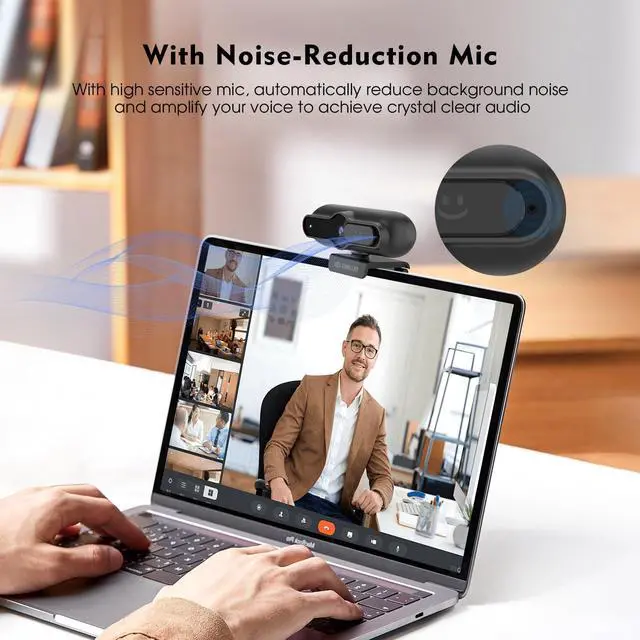 Alt view image 5 of 7 - 4K Webcam for PC, 1080P@60FPS, PDAF Autofocus, 1/2.5" Sensor & 12MP, Built-in Mic, Sliding Privacy Cover, USB Web Camera for Streaming, Gaming, Conferencing and Video Calls