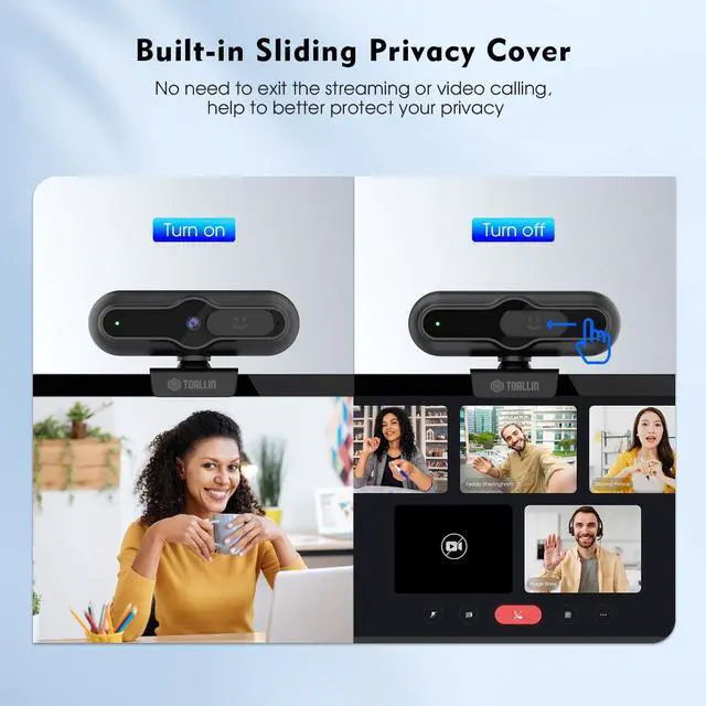 Alt view image 6 of 7 - 4K Webcam for PC, 1080P@60FPS, PDAF Autofocus, 1/2.5" Sensor & 12MP, Built-in Mic, Sliding Privacy Cover, USB Web Camera for Streaming, Gaming, Conferencing and Video Calls