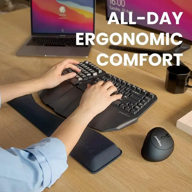 Alt view image 6 of 7 - PERIPRO-512 Ergonomic Keyboard Wrist Rest - Gel Cushion Support - Compatible with Various Ergo Keyboard - Dimension 17.32x3.94x1.30 inches - Black