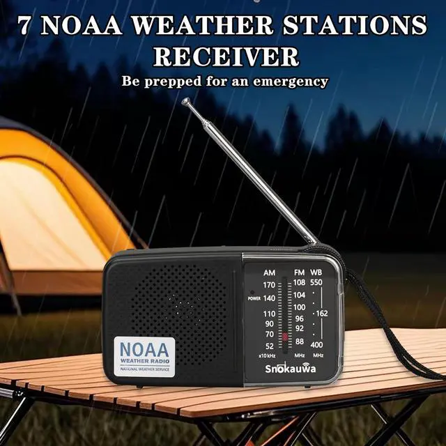 Alt view image 2 of 7 - Portable AM FM Transistor Radio Battery Operated, NOAA Weather Radio with Loud Speaker, Headphone Jack, 2 AA Batteries, Excellent Reception, for Everyday Carry Essential, Travel, Storms