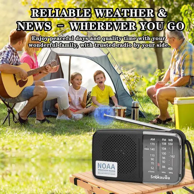 Alt view image 6 of 7 - Portable AM FM Transistor Radio Battery Operated, NOAA Weather Radio with Loud Speaker, Headphone Jack, 2 AA Batteries, Excellent Reception, for Everyday Carry Essential, Travel, Storms