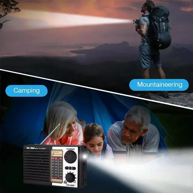 Alt view image 7 of 7 - Solar Portable FM/AM SW Radio Digital Bluetooth Speaker MP3 Player Rechargeable Comes with a Flashlight and Wrist Strap