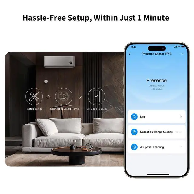 Alt view image 5 of 7 - Zigbee Presence Sensor FP1E, mmWave Radar Wired Motion Sensor | Requires Zigbee Hub, Accurate Detection, AI Spatial Learning, Supports HomeKit, Alexa, Google Home, Matter Over Bridge