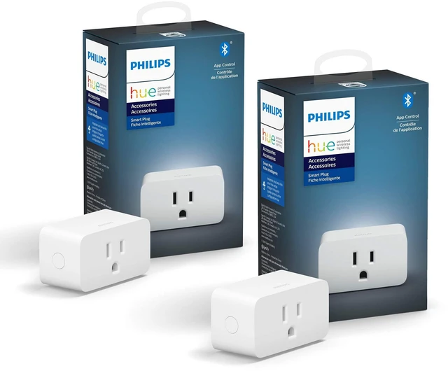 Main image of Smart Plug, White - 2 Pack - Turns Any Light Into a Smart Light - Control with Hue App - Compatible with Alexa, Google Assistant, and Apple HomeKit