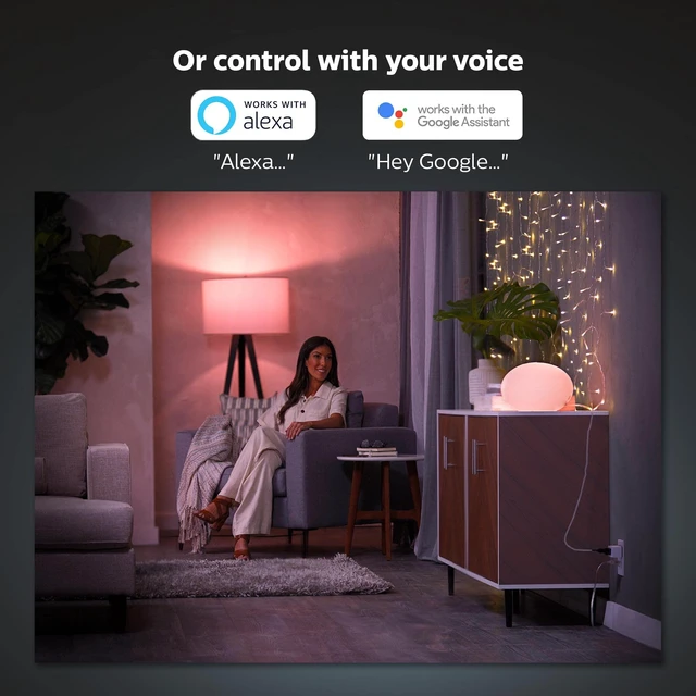 Alt view image 6 of 7 - Smart Plug, White - 2 Pack - Turns Any Light Into a Smart Light - Control with Hue App - Compatible with Alexa, Google Assistant, and Apple HomeKit