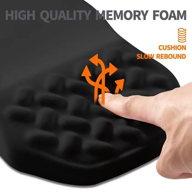 Alt view image 3 of 6 - Ergonomic Slope Mouse Pad Wrist Support, Wrist Rest Mousepad for Carpal Tunnel Pain Relief with Massage Bulge and Slow Rebound Memory Foam (12x8 inch, Black)