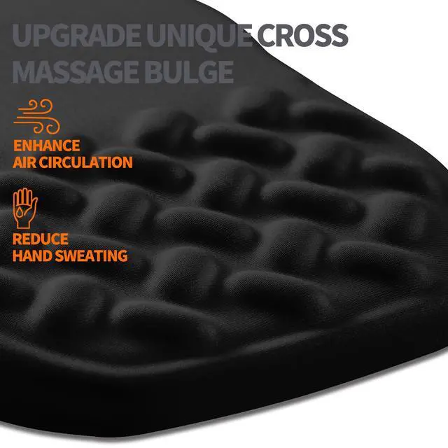 Alt view image 4 of 6 - Ergonomic Slope Mouse Pad Wrist Support, Wrist Rest Mousepad for Carpal Tunnel Pain Relief with Massage Bulge and Slow Rebound Memory Foam (12x8 inch, Black)