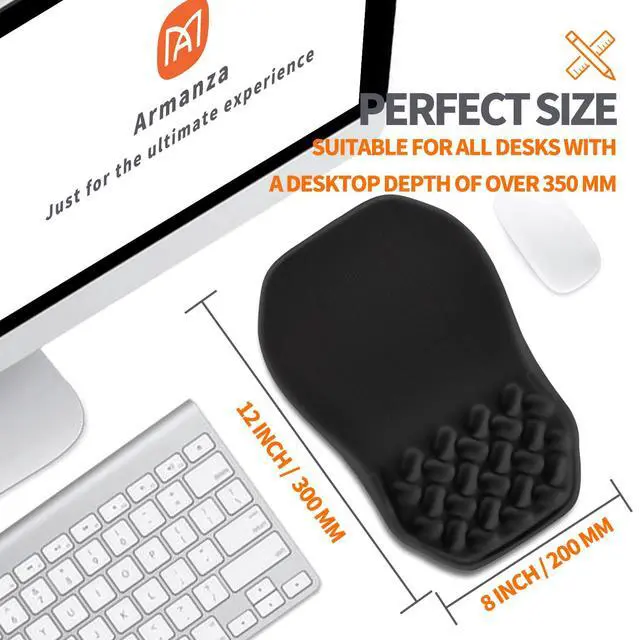 Alt view image 5 of 6 - Ergonomic Slope Mouse Pad Wrist Support, Wrist Rest Mousepad for Carpal Tunnel Pain Relief with Massage Bulge and Slow Rebound Memory Foam (12x8 inch, Black)