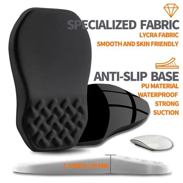 Alt view image 6 of 6 - Ergonomic Slope Mouse Pad Wrist Support, Wrist Rest Mousepad for Carpal Tunnel Pain Relief with Massage Bulge and Slow Rebound Memory Foam (12x8 inch, Black)