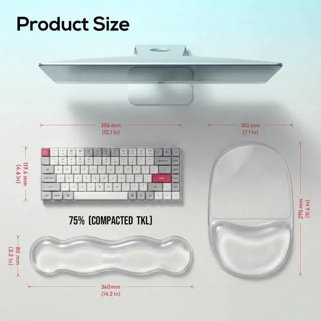 Alt view image 2 of 7 - Clear Gel Mouse Pad with Wrist Rest - Super Non-Slip, Soft & Comfortable, Washable, Relieve Office or Gaming Wrist Pain