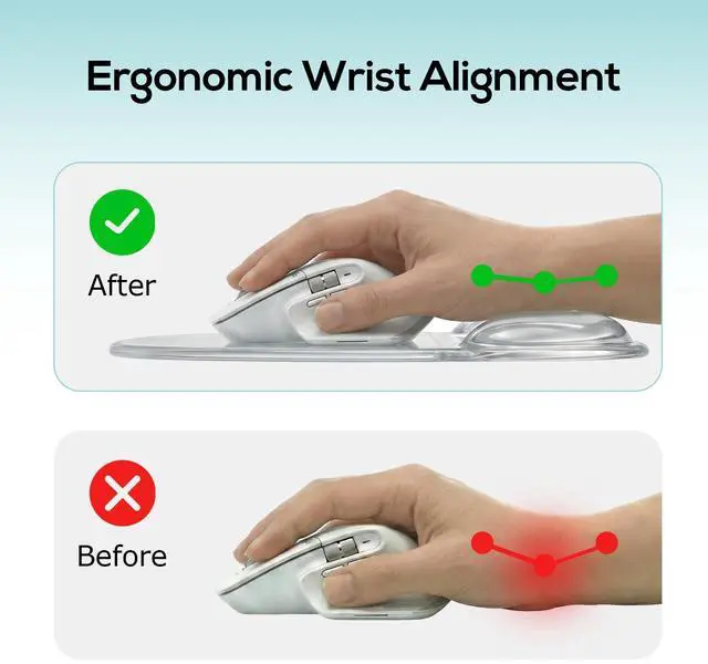 Alt view image 3 of 7 - Clear Gel Mouse Pad with Wrist Rest - Super Non-Slip, Soft & Comfortable, Washable, Relieve Office or Gaming Wrist Pain