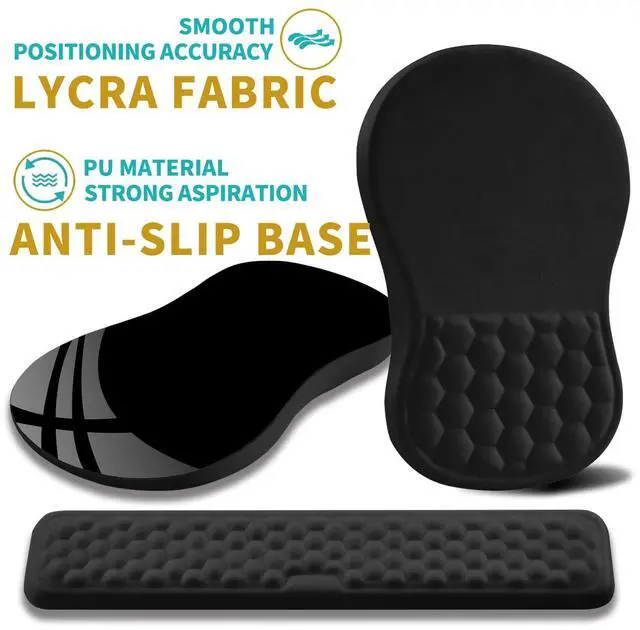 Alt view image 6 of 6 - 2 in 1 Ergonomic Mouse Pad Wrist Support & Wrist Rest for Computer Keyboard Set, with Relieve Carpal Tunnel Pain Massage Bulge and Full Memory Gel Design (2In1 Set, Black)