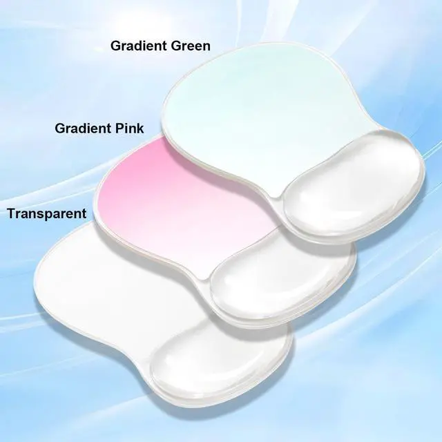 Alt view image 5 of 7 - Gel Mouse Pad with Wrist Rest, Ergonomic Clear Mousepad Support, Cooling Pain Relief Mousepad with Non-Slip PU Base for Computer/Office/Home (Gradient Pink)