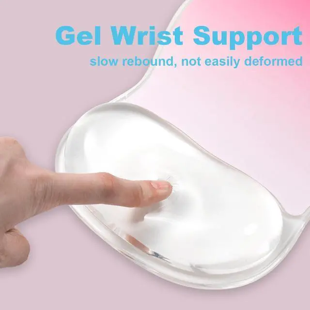 Alt view image 4 of 7 - Gel Mouse Pad with Wrist Rest, Ergonomic Clear Mousepad Support, Cooling Pain Relief Mousepad with Non-Slip PU Base for Computer/Office/Home (Gradient Pink)