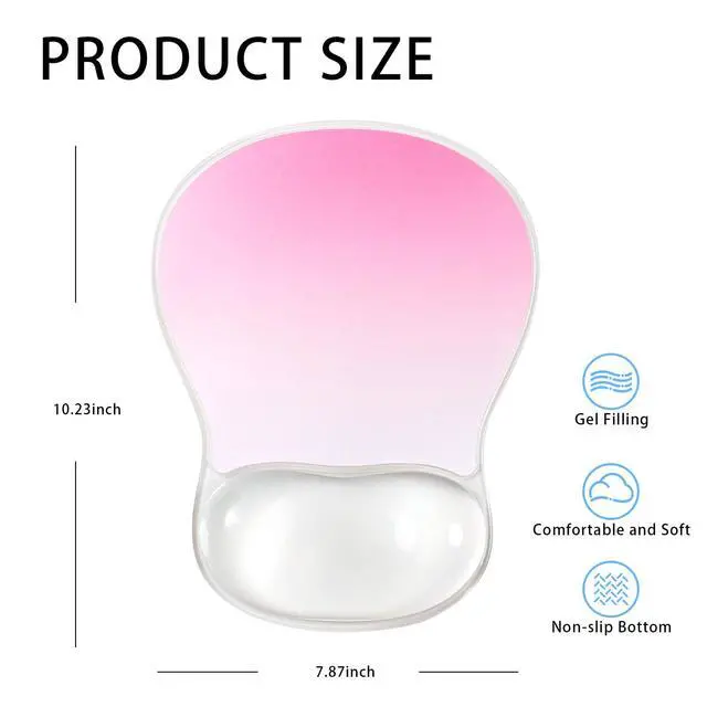 Alt view image 2 of 7 - Gel Mouse Pad with Wrist Rest, Ergonomic Clear Mousepad Support, Cooling Pain Relief Mousepad with Non-Slip PU Base for Computer/Office/Home (Gradient Pink)