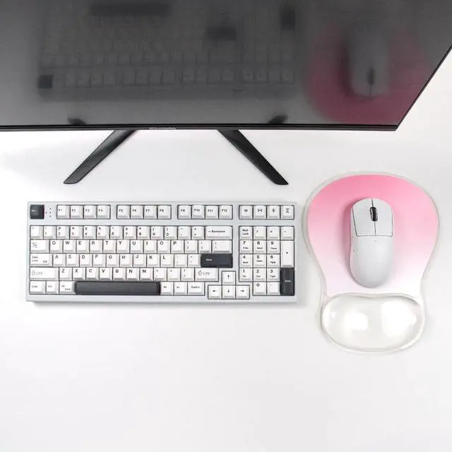 Alt view image 6 of 7 - Gel Mouse Pad with Wrist Rest, Ergonomic Clear Mousepad Support, Cooling Pain Relief Mousepad with Non-Slip PU Base for Computer/Office/Home (Gradient Pink)
