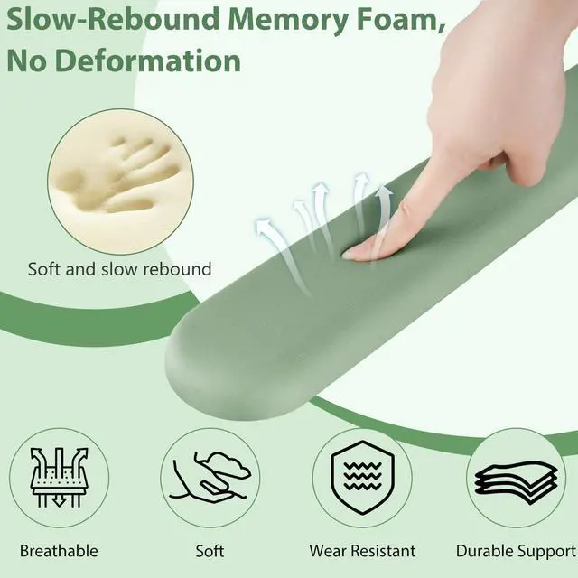 Alt view image 4 of 7 - Mouse Pad and Keyboard Wrist Rest, 3-in-1 Gel Memory Foam Ergonomic Mouse Pad with Wrist Rest Set,Gaming Mousepad Arm Cushion Support for Computer Office Desk Accessories Cute Setup,Sage Green