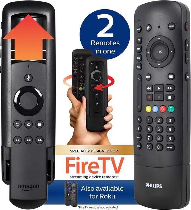 Alt view image 2 of 7 - Universal Companion Remote Control for Samsung, Vizio, LG, Sony, Roku, Apple TV, RCA, Panasonic, Smart TVs, Streaming Players, Blu-ray, DVD, 4 Device, Flip & Slide Fire TV, Black, SRP2024A/27