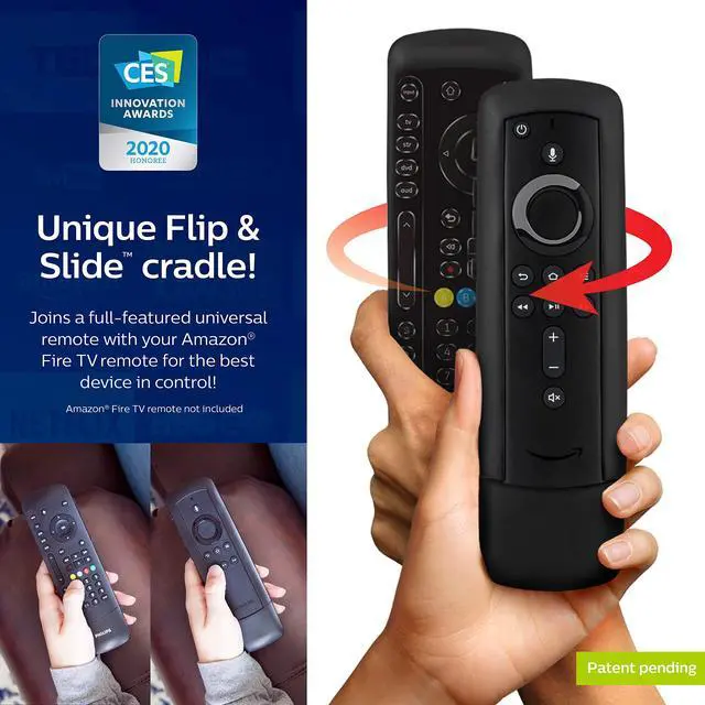 Alt view image 3 of 7 - Universal Companion Remote Control for Samsung, Vizio, LG, Sony, Roku, Apple TV, RCA, Panasonic, Smart TVs, Streaming Players, Blu-ray, DVD, 4 Device, Flip & Slide Fire TV, Black, SRP2024A/27