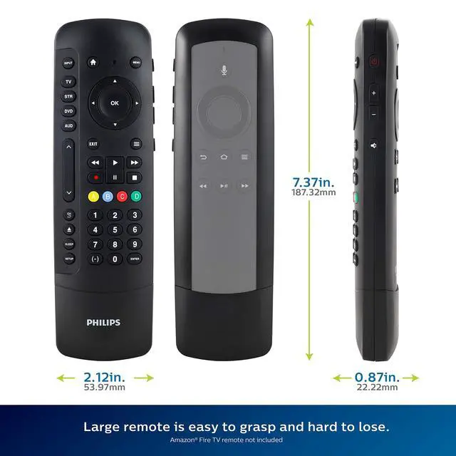 Alt view image 6 of 7 - Universal Companion Remote Control for Samsung, Vizio, LG, Sony, Roku, Apple TV, RCA, Panasonic, Smart TVs, Streaming Players, Blu-ray, DVD, 4 Device, Flip & Slide Fire TV, Black, SRP2024A/27