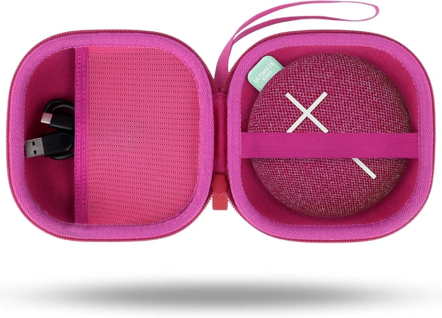 Main image of for Ultimate Ears UE MINIROLL Ultra-Portable Speaker Hard Case, Pink Portable Travel Case Replacement, Protective Storage Bag with Mesh Pocket & Hand Strap, Shockproof EVA Shell and Soft Lining