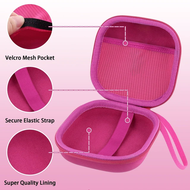 Alt view image 4 of 7 - for Ultimate Ears UE MINIROLL Ultra-Portable Speaker Hard Case, Pink Portable Travel Case Replacement, Protective Storage Bag with Mesh Pocket & Hand Strap, Shockproof EVA Shell and Soft Lining