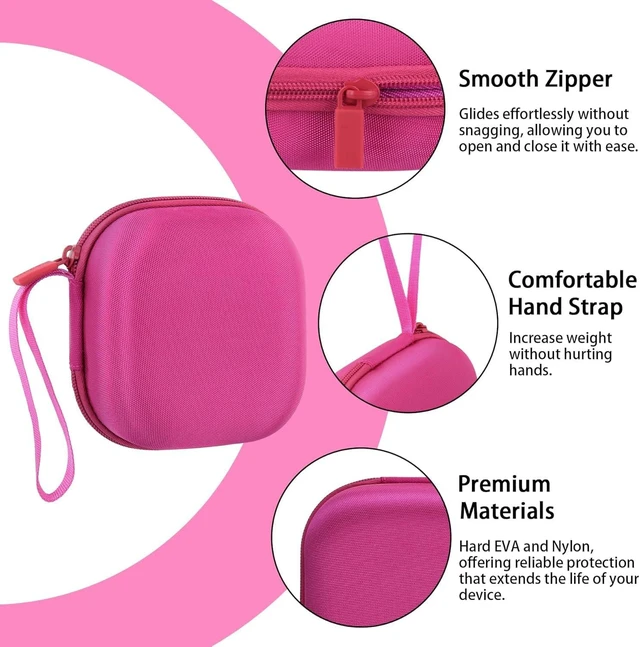 Alt view image 5 of 7 - for Ultimate Ears UE MINIROLL Ultra-Portable Speaker Hard Case, Pink Portable Travel Case Replacement, Protective Storage Bag with Mesh Pocket & Hand Strap, Shockproof EVA Shell and Soft Lining