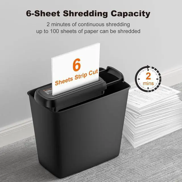 Alt view image 2 of 7 - Paper Shredder for Home Use, 6 Sheet Strip Cut Small Paper Shredder Without Basket for Home Office, Portable Shredder Extendable Arm Design with Overheat Protection (S123-B)