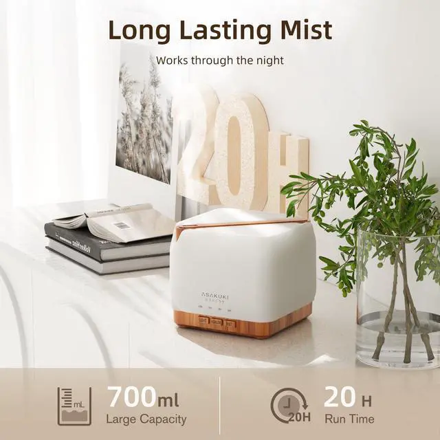Alt view image 5 of 7 - Essential Oil Diffuser for Home, Large 700 ml Humidifier with Automatic Shut-Off, Scent Aromatherapy Diffuser with 7 LED Lights for Living Room, Kitchen, Bedroom, Hotel - Yellow