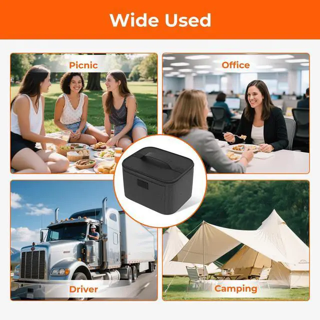 Alt view image 7 of 7 - Portable Electric Lunch Box Food Heater,12V/24V/110V 3-in-1 Food Warmer Box, Mini Portable Oven Car Food Warmer, Heated Lunch Bag for Adults Office Travel Work Truck Meal Reheating