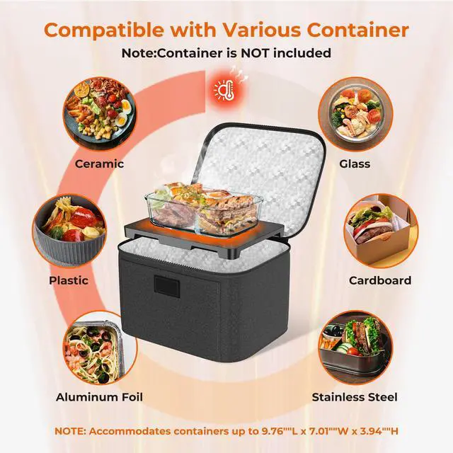 Alt view image 5 of 7 - Portable Electric Lunch Box Food Heater,12V/24V/110V 3-in-1 Food Warmer Box, Mini Portable Oven Car Food Warmer, Heated Lunch Bag for Adults Office Travel Work Truck Meal Reheating