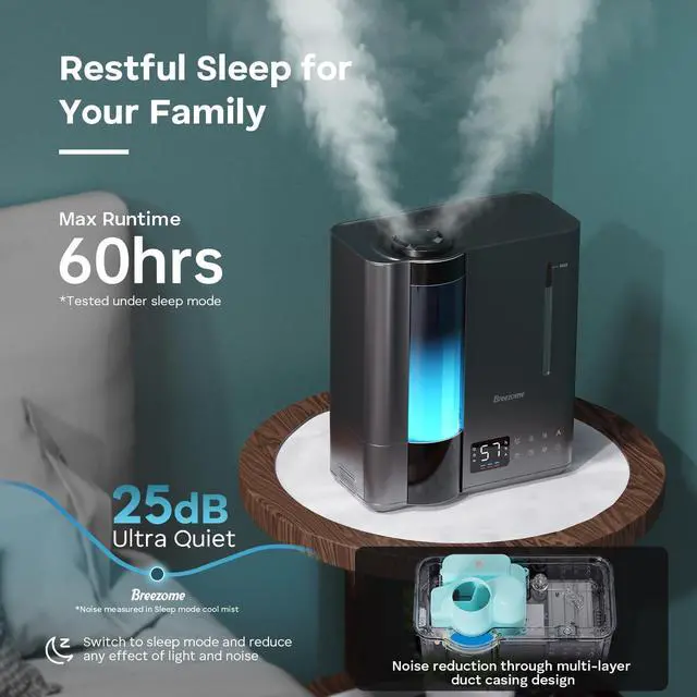 Alt view image 6 of 7 - 8L Humidifiers for Bedroom, Warm & Cool Mist for Large Room Home, Top Fill Ultrasonic Humidifier, Humidity Sensor, Essential Oil, 60H Runtime, Quiet for Baby, Plants, Fast Relief