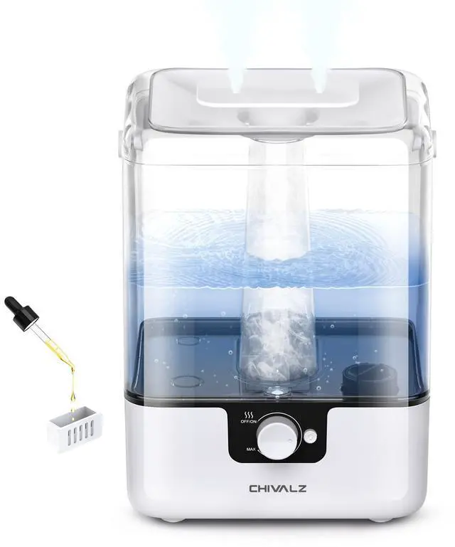 Main image of Humidifiers for Bedroom Large Room Home, 6L Cool Mist Humidifier for Baby and Plant, Oil Diffuser, Top Fill Humidifier with Night Light, Quiet 23dB, Up to 26H, White 1Pack