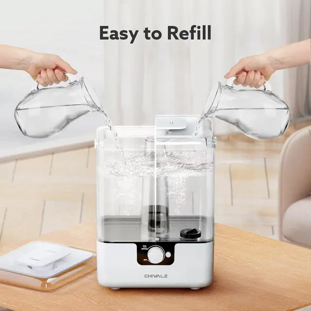 Alt view image 5 of 7 - Humidifiers for Bedroom Large Room Home, 6L Cool Mist Humidifier for Baby and Plant, Oil Diffuser, Top Fill Humidifier with Night Light, Quiet 23dB, Up to 26H, White 1Pack