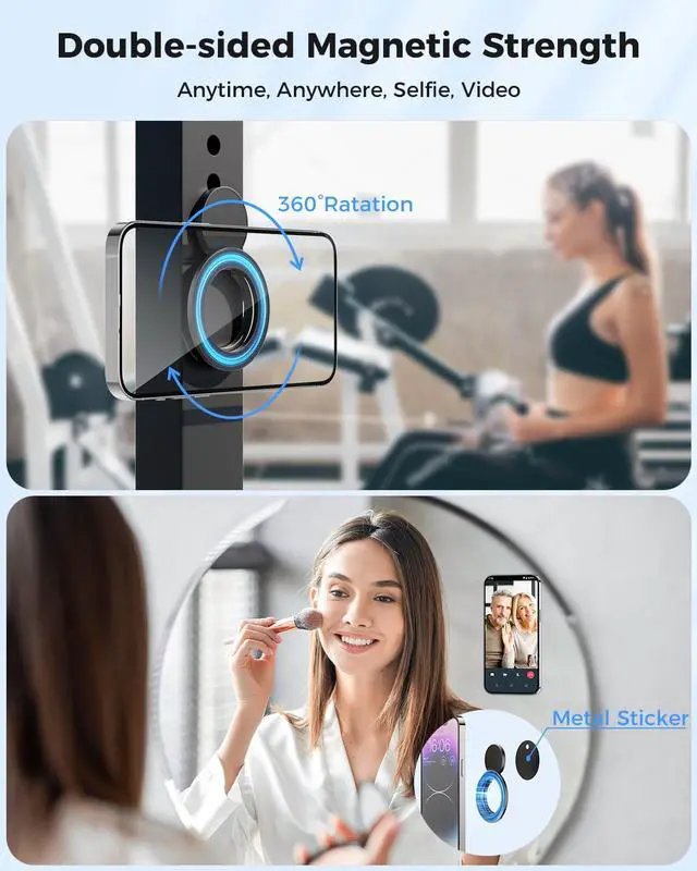 Alt view image 2 of 7 - Magnetic Ring Holder for MagSafe Dual-Side Magnetics, Removable Gym Phone Grip with Kickstand for iPhone 17/16/15/14/13/12/ Series MagSafe Case All Phones Compatible with Magnetic Car Mount