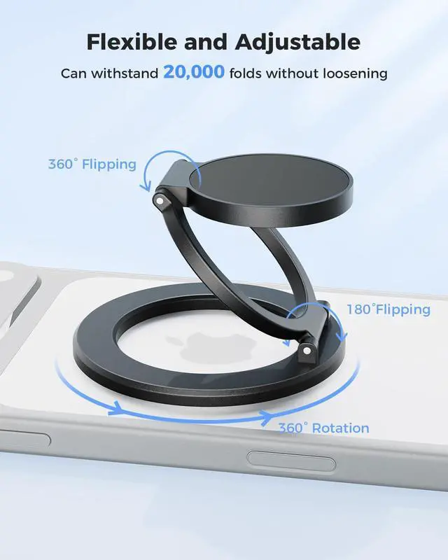 Alt view image 7 of 7 - Magnetic Ring Holder for MagSafe Dual-Side Magnetics, Removable Gym Phone Grip with Kickstand for iPhone 17/16/15/14/13/12/ Series MagSafe Case All Phones Compatible with Magnetic Car Mount