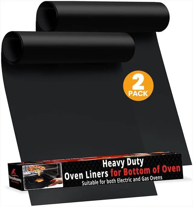 Main image of Oven Liners for Bottom of Oven - Thick Heavy Duty 17 x 25 2 Pack Non-Stick Reusable Mats - BPA & PFOA Free Protector for Electric, Gas, Microwave & BBQ Grill Liner - Easy Clean & Heat Resistant